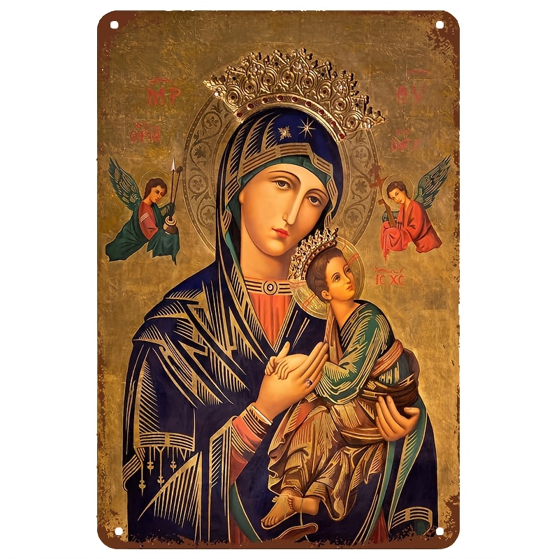 Home Decor Jesus - 2D Vintage Metallschild, Jungfrau Maria mit