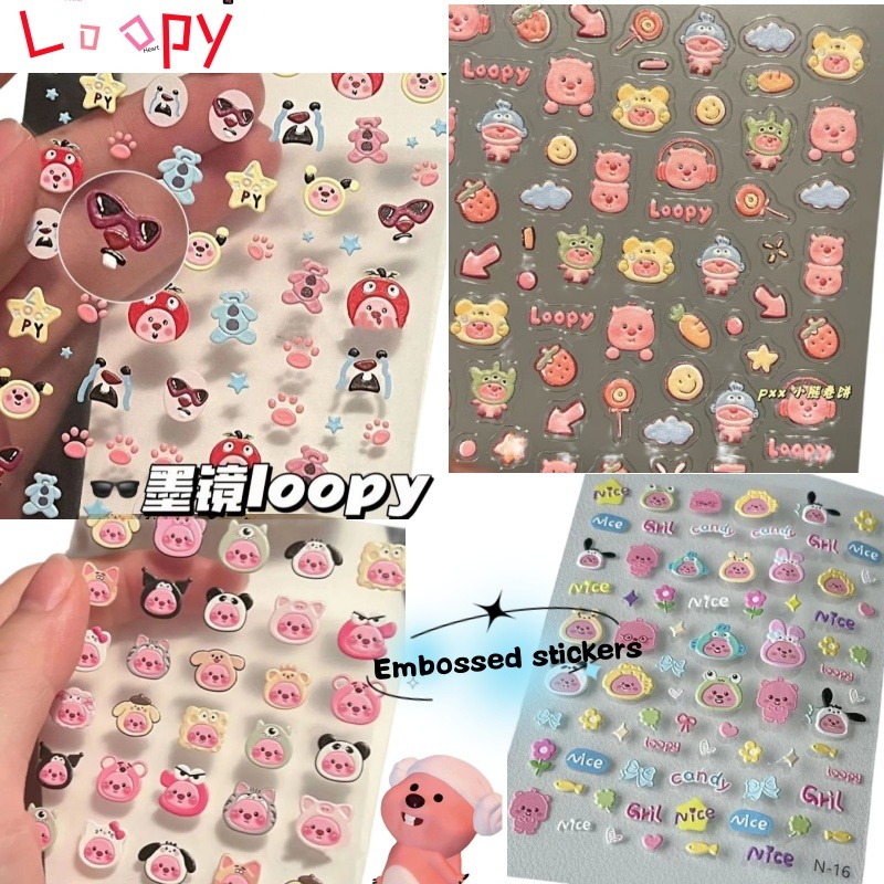Home Decor Tv - Loopy 3D-Prägeaufkleber, transparenter DIY-Aufkleber, niedlicher Biber,