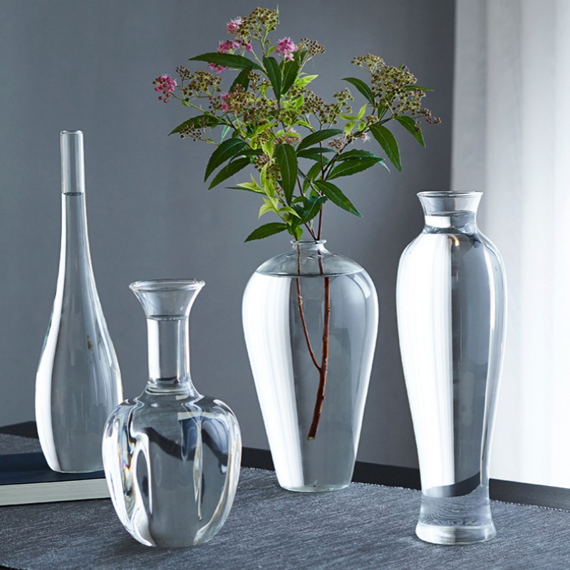 Home Decor Zen Style - Elegante Klare Glasvase im Chinesischen Stil,