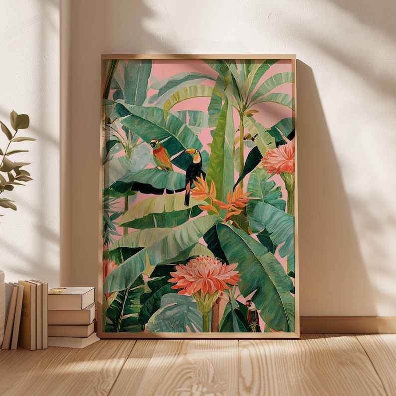 Home Decor Trends - 1 Stück Retro-Tropen-Leinwandposter, ungerahmter botanischer Naturdruck,