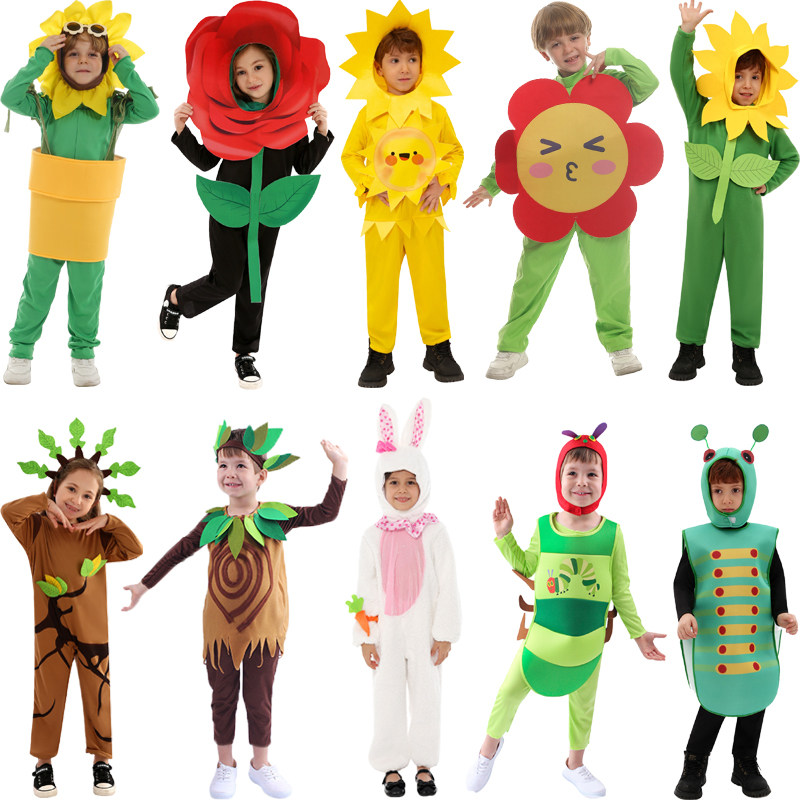 Home Decor Flowers - Blumen/Pflanzen/Tier-Cosplay-Kostümset für 3-10-Jährige, Sonnenblume, Rose, Baum,