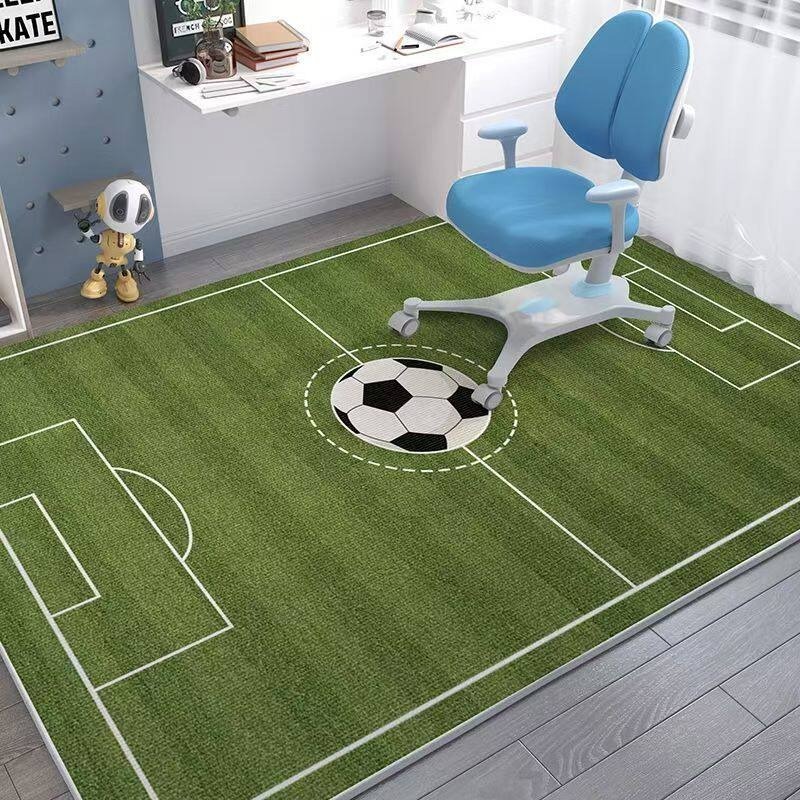Home Decor Ig - Gras-Fußballfeld-Muster Wohnzimmerteppich Großflächiger Couchtisch-Teppich Plüschmatte Vintage