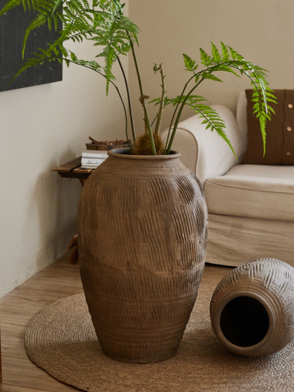 Home Decor Zen Style - Retro Vintage Große Terrakotta-Blumenvase im Zen-Stil,