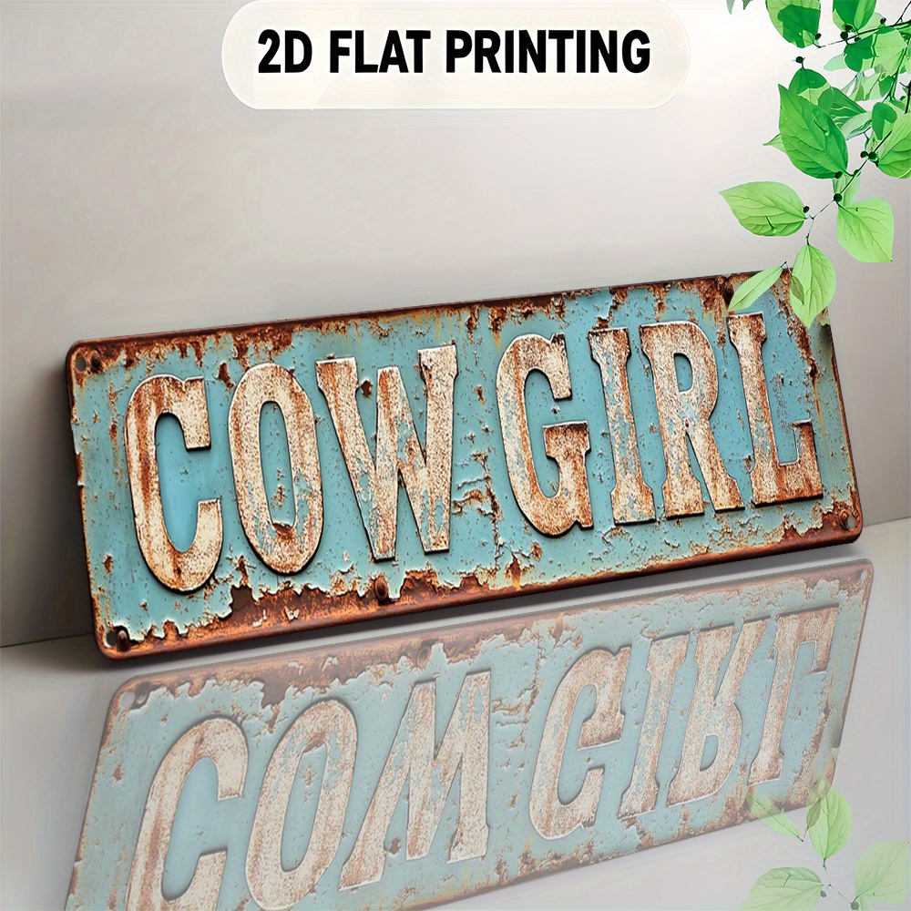 Home Decor Trends - 2D Metall-Cowgirl-Wandkunst – Vintage Western-Dekoschild für