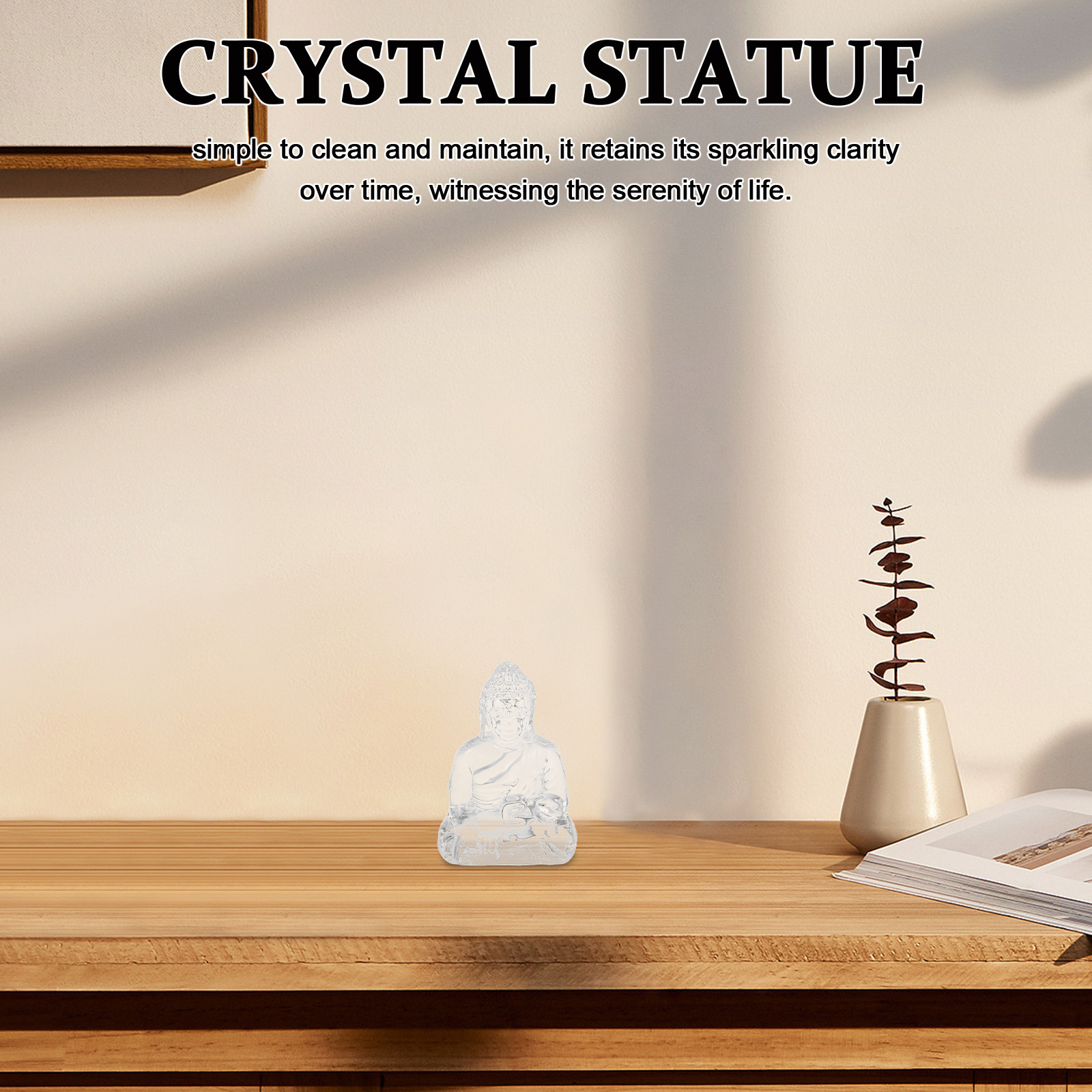 Home Decor Zen Style - Sitzende Kristall-Buddha-Statue im minimalistischen Zen-Stil, Heimdekoration,