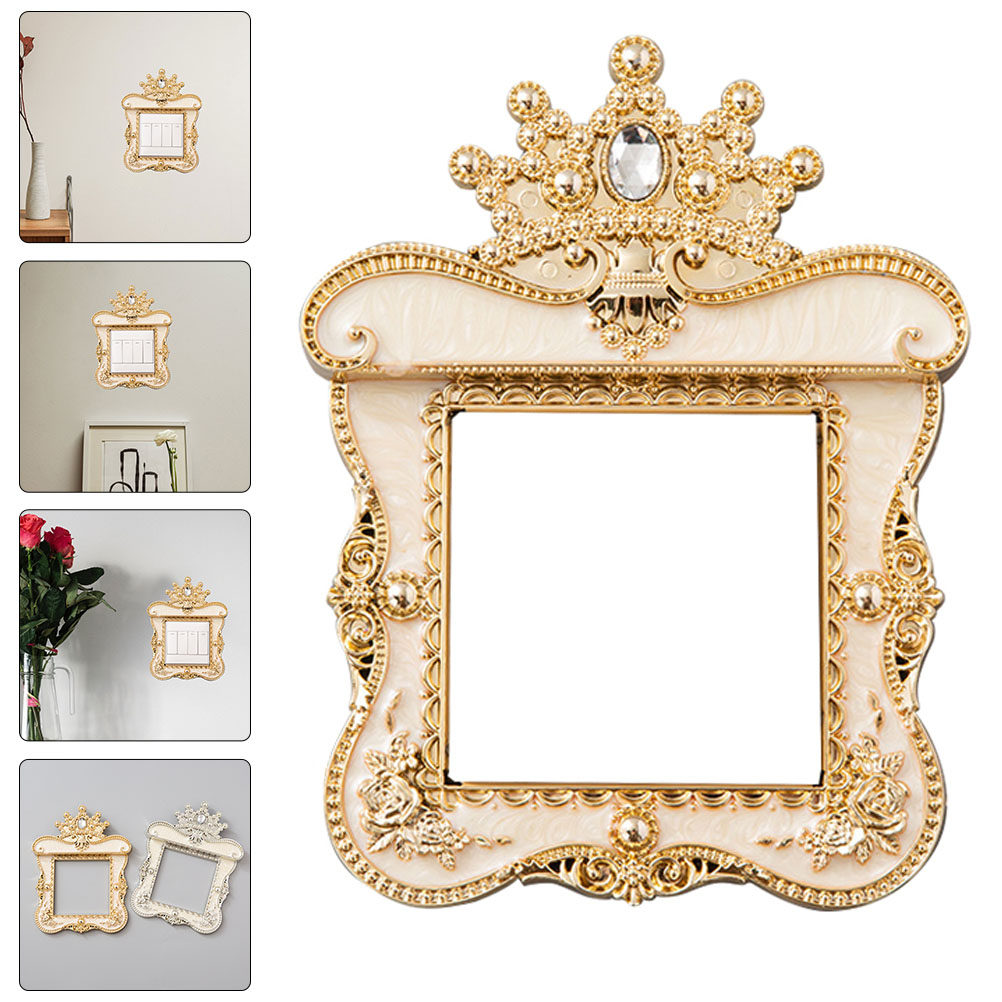 Home Decor Outlet - Strass-Wandsteckdosenabdeckung Dekorative Aufkleber Gold Creme Lichtschalterabdeckungen