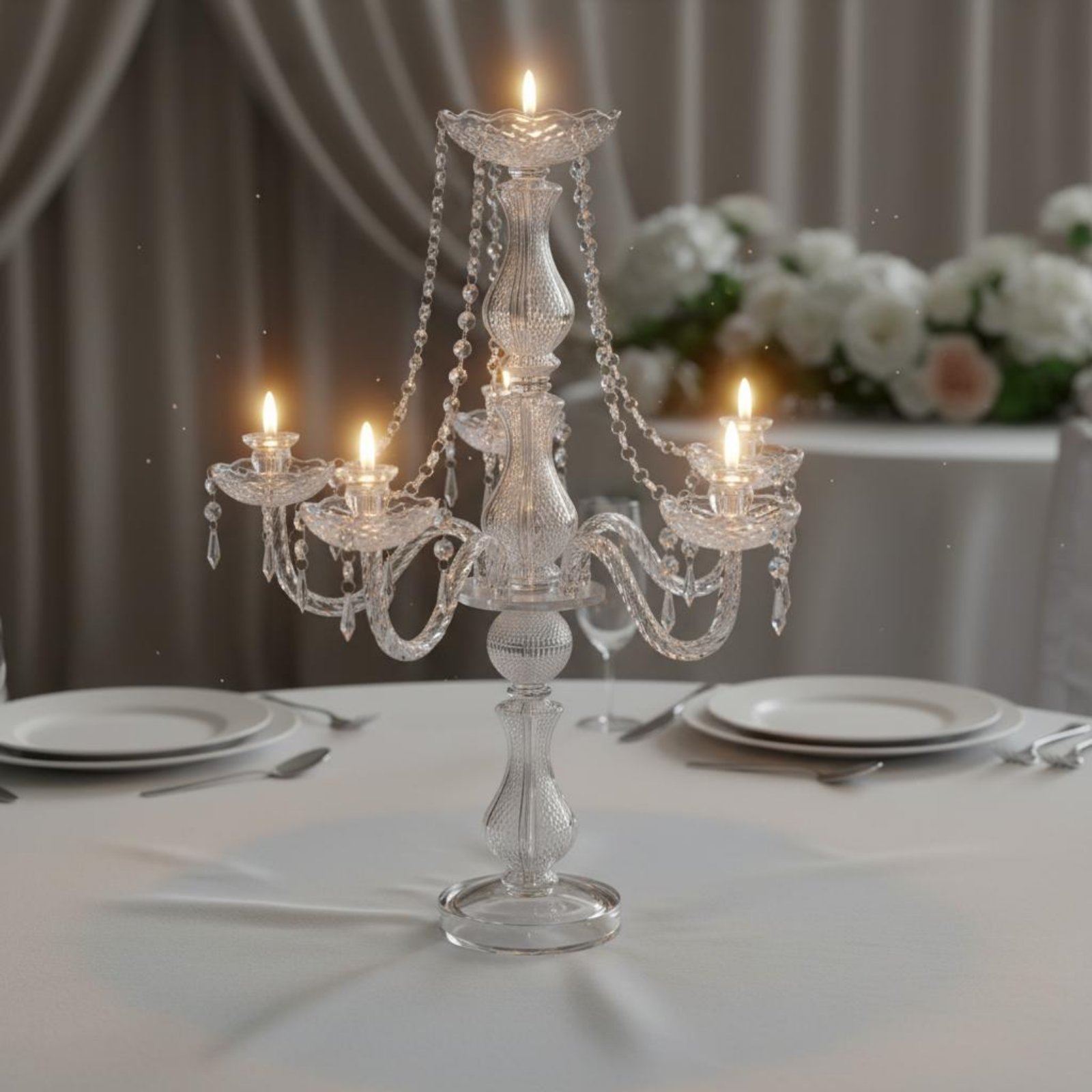 Home Decor Trends - Kristall-Kerzenleuchter Eleganter Hochzeits-Kerzenständer Luxuriöses Design Glas-Kerzenhalter
