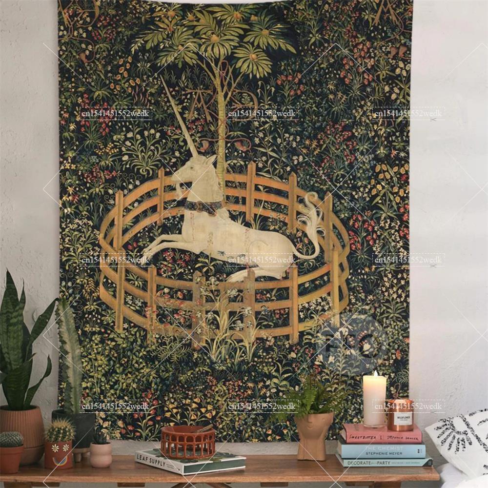 Home Decor Medieval - Das Einhorn in Gefangenschaft Wandteppich Abdeckung