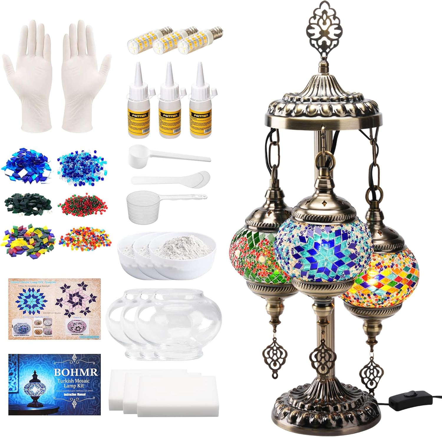 H&M Home Decor - DIY 3-Kugel Türkisches Mosaik-Lampen-Set, 23 Zoll