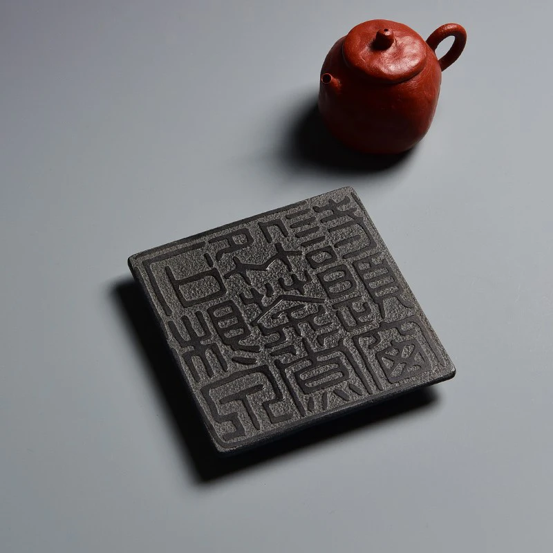 Home Decor Zen Style - Quadratischer Teeuntersetzer aus Stein, Teezeremonie-Tablett, Schwarzer