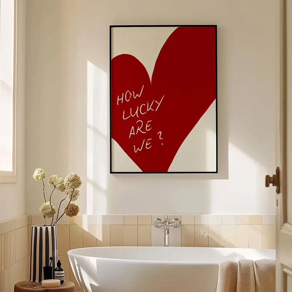 Home Decor How To - 1-teiliges rahmenloses rotes Liebesherz „How Lucky