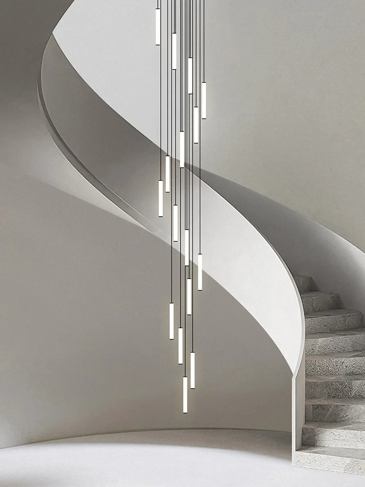Home Decor Online Free - LED-Langlinien-Kronleuchter, moderne Treppenhauslampe, Hängeleuchte, Deckenlampe, Wohnzimmer-Dekorationsbeleuchtung,