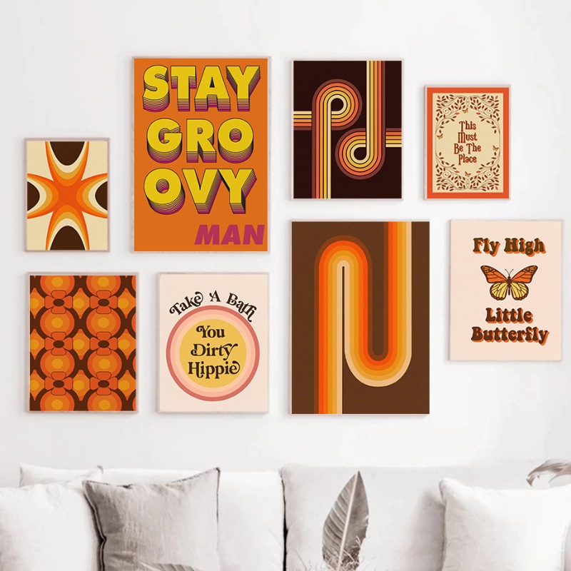 Home Decor Hippie - Retro 70er Hippie Kunstdruck Vintage Blumenstrauß