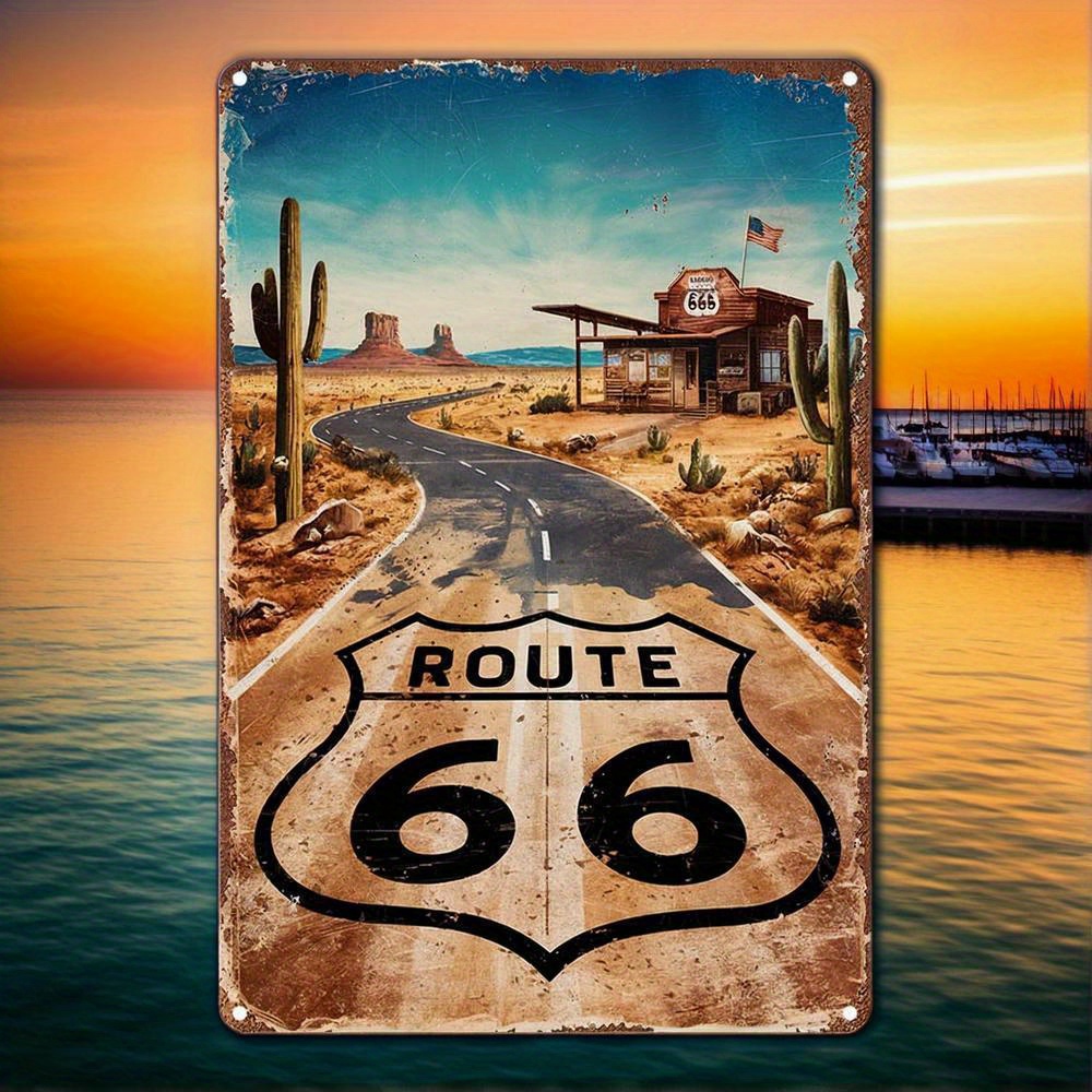 Vintage Route 66 Metallschild  – Home Decor Trends Bewertung und Preis